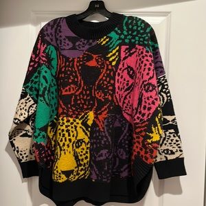 Farm Rio Women’s Mixed Midnight Leopards Sweater